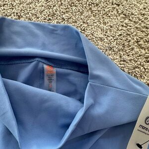 Mono B Soft Sky Blue Mock Neck Active Top